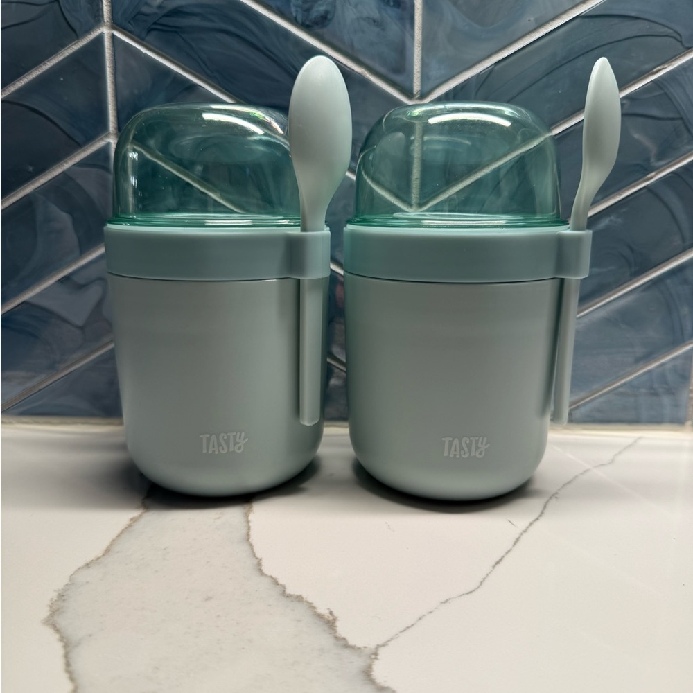 Mint Green Travel Snack Set with Spoons